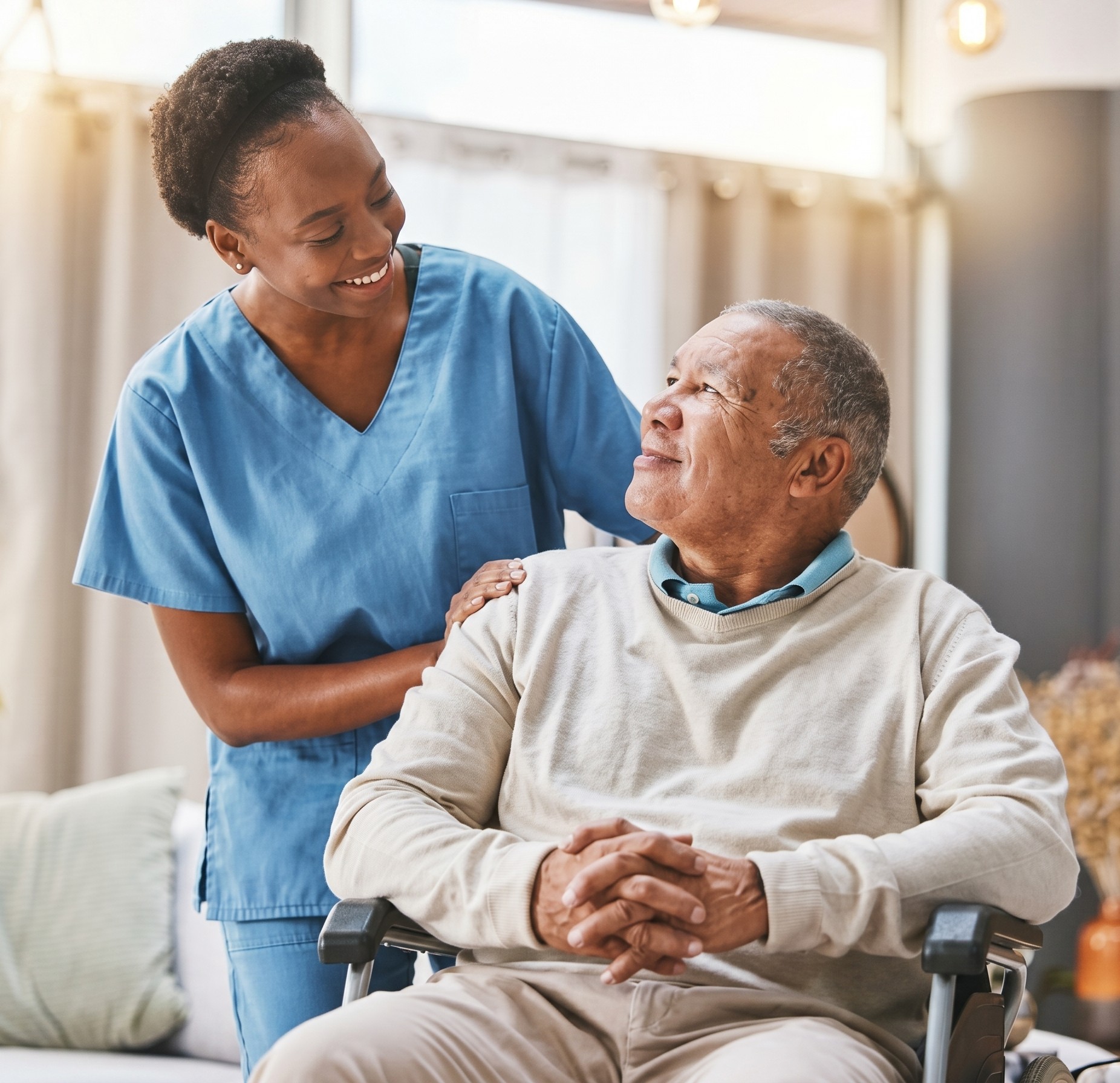 Caregiver with senior client